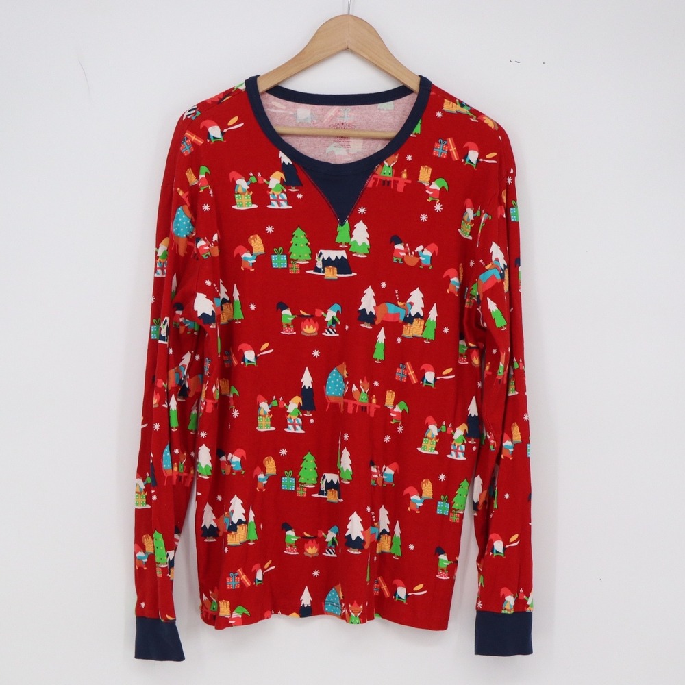 Wondershop Pajama Set Mens L Holiday Gnome Bear Red Long Sleeve Cotton Excellent